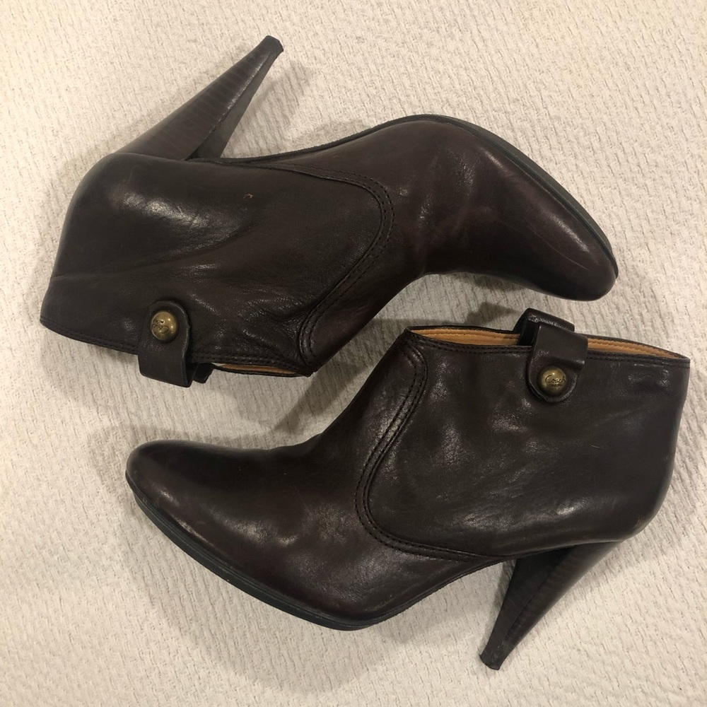 Retro Coach Brown Leather Booties